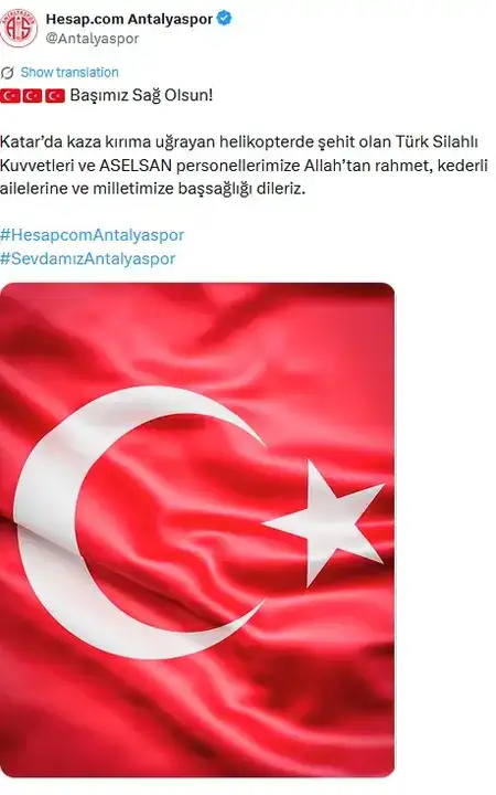 Antalya Tek Yürek: Katar Şehitlerimiz İçin Taziye Mesajları 4